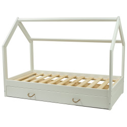 Kinderbett mit Schublade Hausbett Einzelbett Spielbett Schubkastenbett 160x80cm